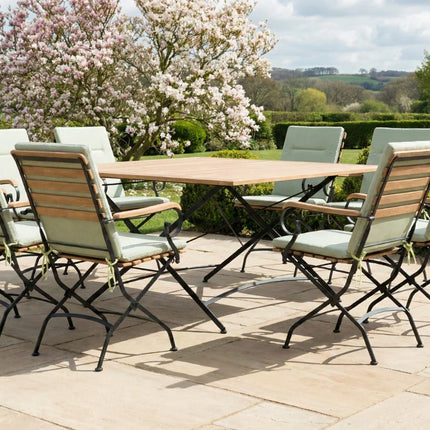 Sicily 8 Seater Teak and Wrought Iron Square 140cm Garden Dining Set