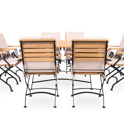 Sicily 8 Seater Teak and Wrought Iron Square 140cm Garden Dining Set
