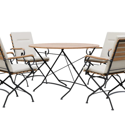 Sicily 4 Seater Teak and Wrought Iron Round 110cm Garden Dining Set