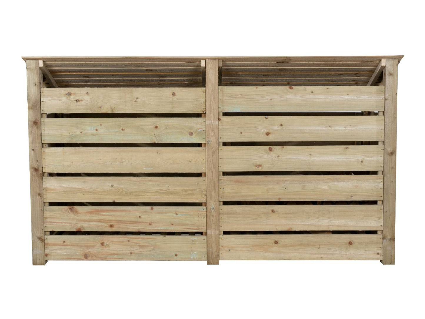 Slatted Wooden Log Store W-227cm, H-126cm or 180cm, D-88cm