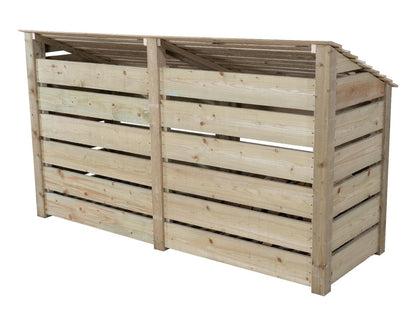 Slatted Wooden Log Store W-227cm, H-126cm or 180cm, D-88cm