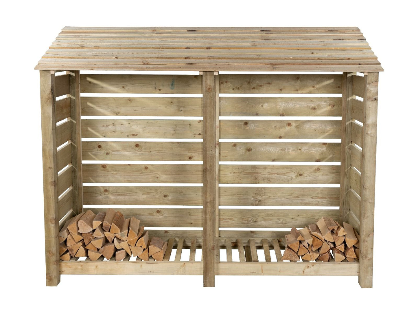 Slatted Wooden Log Store W-227cm, H-126cm or 180cm, D-88cm