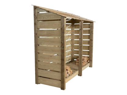 Slatted Wooden Log Store W-227cm, H-126cm or 180cm, D-88cm