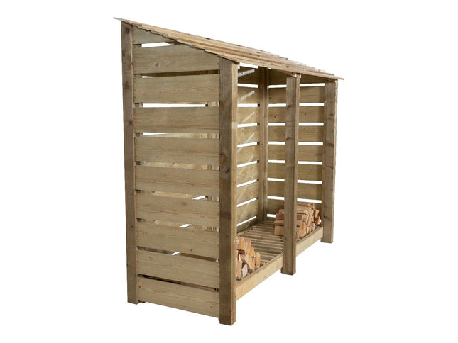 Slatted Wooden Log Store W-227cm, H-126cm or 180cm, D-88cm