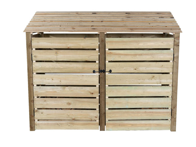 Slatted Wooden Log Store with Doors W-227cm, H-126cm or 180cm, D-88cm