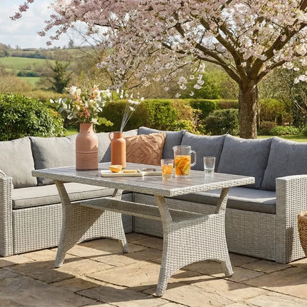 Stockholm 6 Seater Grey Rattan Garden Corner Dining Set