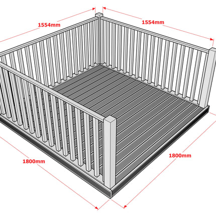 Decking Kit With Three Side Balustrade