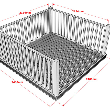 Decking Kit With Three Side Balustrade