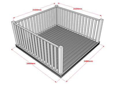 Decking Kit With Three Side Balustrade
