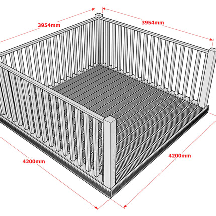 Decking Kit With Three Side Balustrade