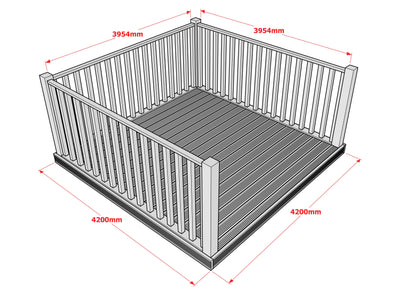 Decking Kit With Three Side Balustrade