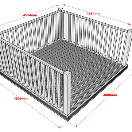 Decking Kit With Three Side Balustrade