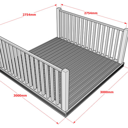 Decking Kit With Two Side Balustrade