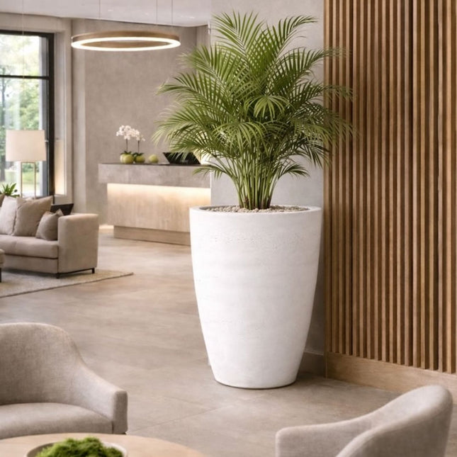 Vessara | White Mist – 100cm XXL Concrete Vase Planter – 172L Tall Plant Pot
