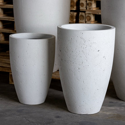 Vessara | White Mist – 52cm Large Tall Concrete Planter – 15L Round Plant Pot