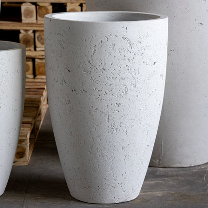 Vessara | White Mist – 62cm Extra Large Tall Concrete Planter – 31L Vase-Style Plant Pot