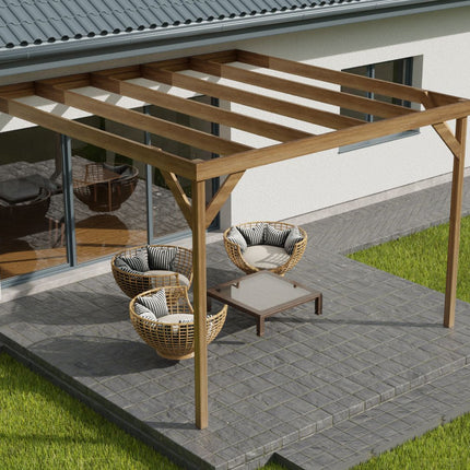 Wall-mounted Wooden Box Pergola Kit