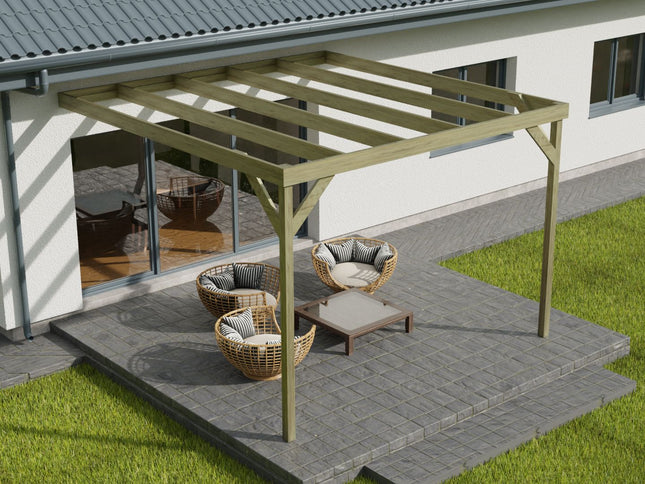 Wall-mounted Wooden Box Pergola Kit
