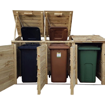 Wooden Wheelie Bin Store, Natural Finish