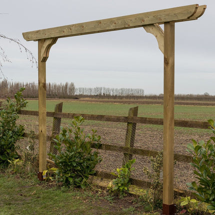Screen Double Beam Pergola, Plant Climbing Arbour - Corbel Sculpted Brace