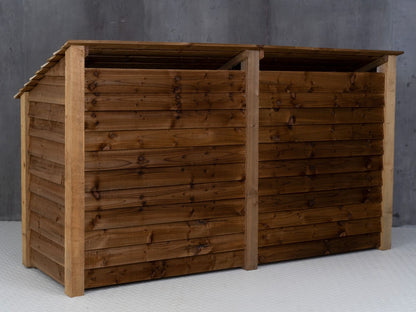 Wooden Log Store with Doors W-227cm, H-126cm or 180cm, D-88cm - Brown Finish
