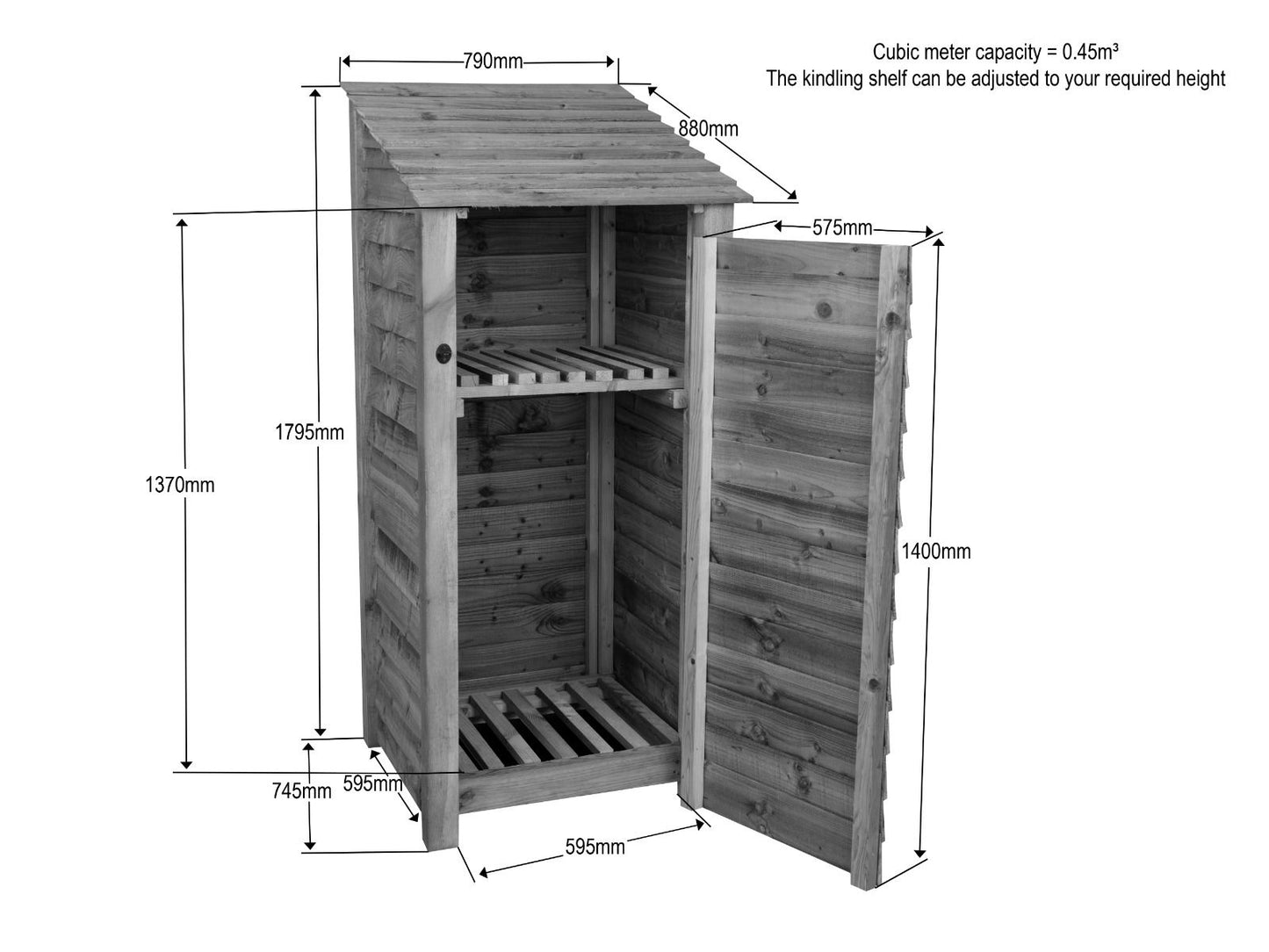 Wooden Garden Tool Storage with Shelf W-79cm, H-126cm or 180cm, D-88cm