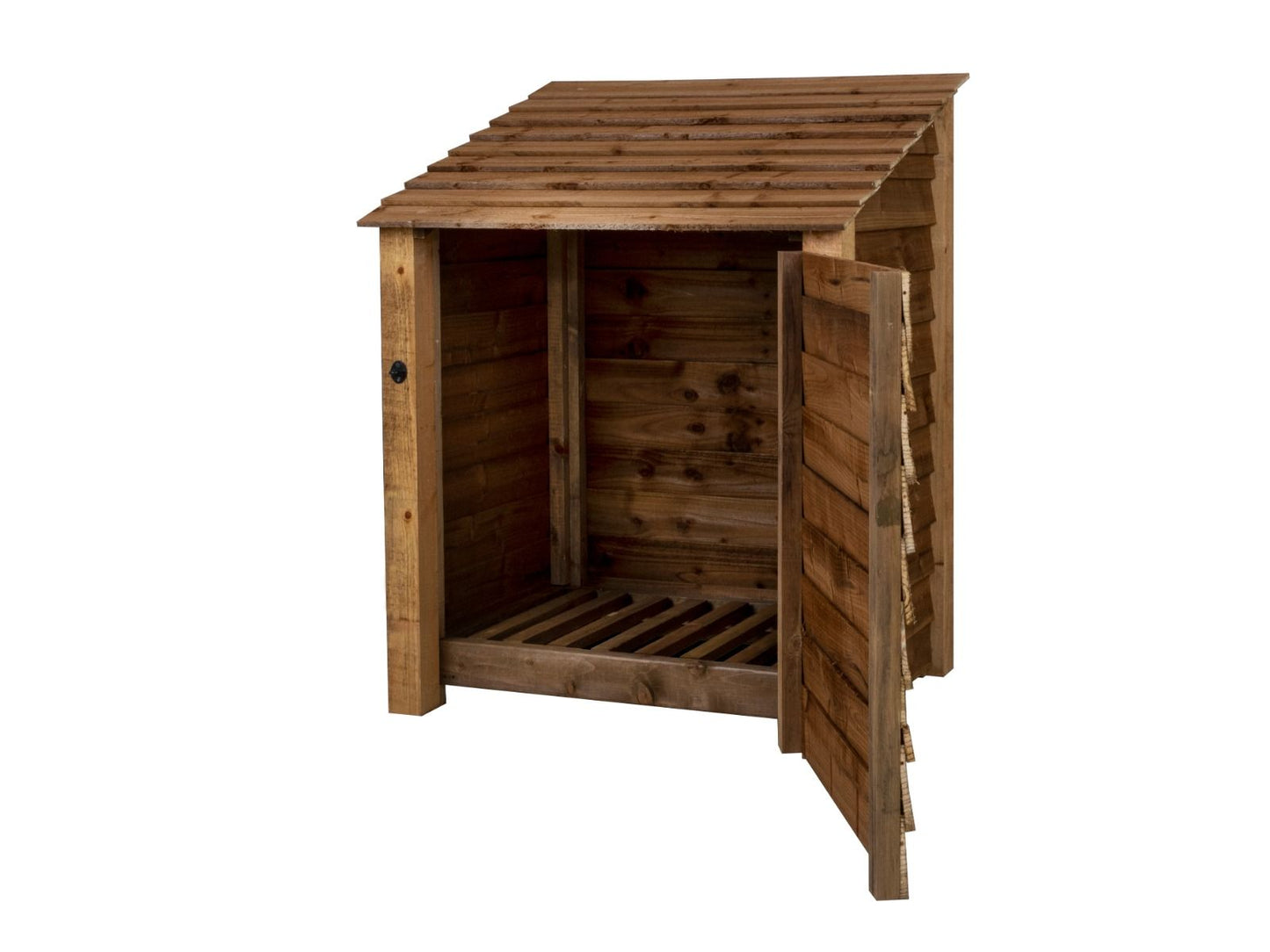 Wooden Log Store with Door W-99cm, H-126cm Or 180cm, D-88cm - Brown Finish