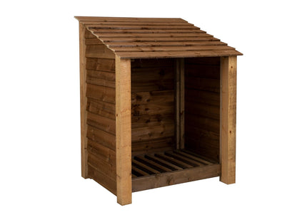 Wooden Log Store W-99cm, H-126cm Or 180cm, D-88cm - Brown Finish