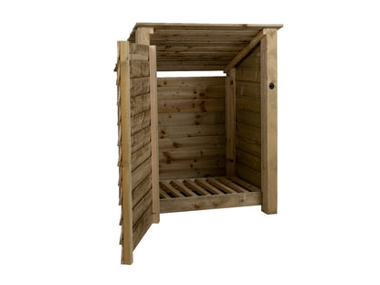 Wooden Log Store with Door (Roof Sloping Back) W-99cm, H-126cm Or 180cm, D-88cm