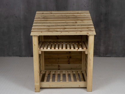 Wooden Log Store with Shelf W-99cm, H-126cm Or 180cm, D-88cm