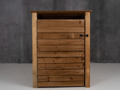 Wooden Log Store with Door (Roof Sloping Back) W-99cm, H-126cm Or 180cm, D-88cm - Brown Finish