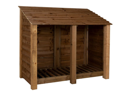 Wooden Log Store W-146cm, H-126cm or 180cm, D-88cm - Brown Finish