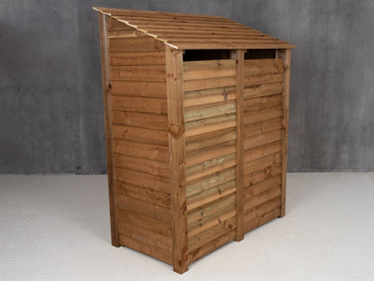Wooden Log Store (Roof Sloping Back) W-146cm, H-126cm or 180cm, D-88cm - Brown Finish