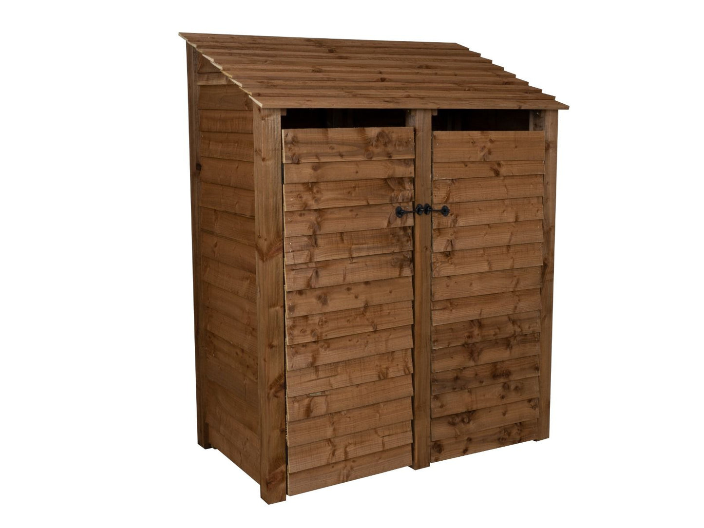 Wooden Log Store with Door and Shelf W-146cm, H-126cm or 180cm, D-88cm - Brown Finish