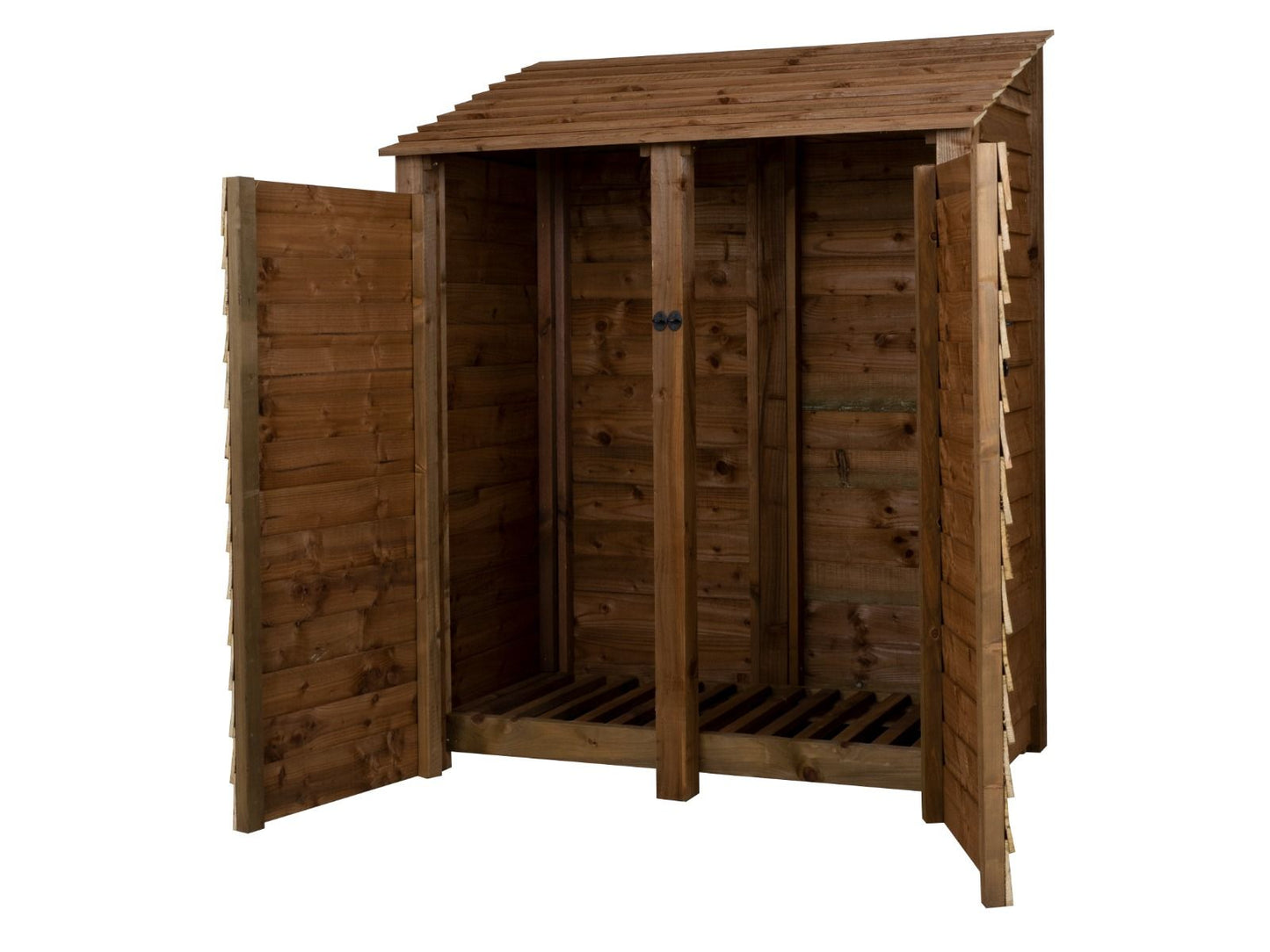 Wooden Log Store with Door W-146cm, H-126cm or 180cm, D-88cm - Brown Finish