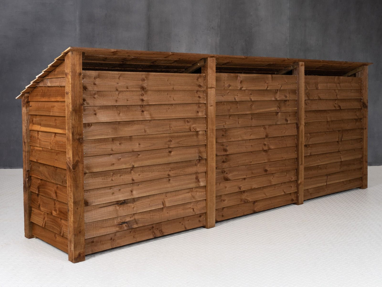 Wooden Log Store with Doors and Shelf W-335cm, H-126cm or 180cm, D-88cm - Brown Finish