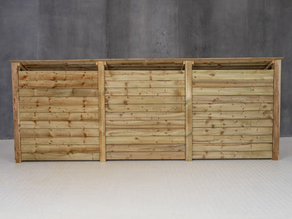 Wooden Log Store with Doors and Shelf W-335cm, H-126cm or 180cm, D-88cm