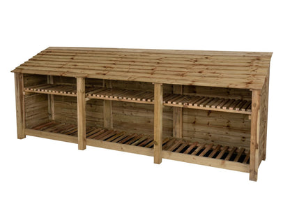 Wooden Log Store with Shelf W-335cm, H-126cm or 180cm, D-88cm