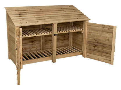 Wooden Log Store with Doors and Shelf W-187cm, H-126cm or 180cm, D-88cm