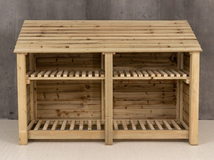 Wooden Log Store with Shelf W-187cm, H-126cm or 180cm, D-88cm
