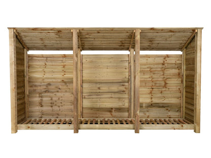 Wooden Log Store (Roof Sloping Back) W-335cm, H-126cm or 180cm, D-88cm
