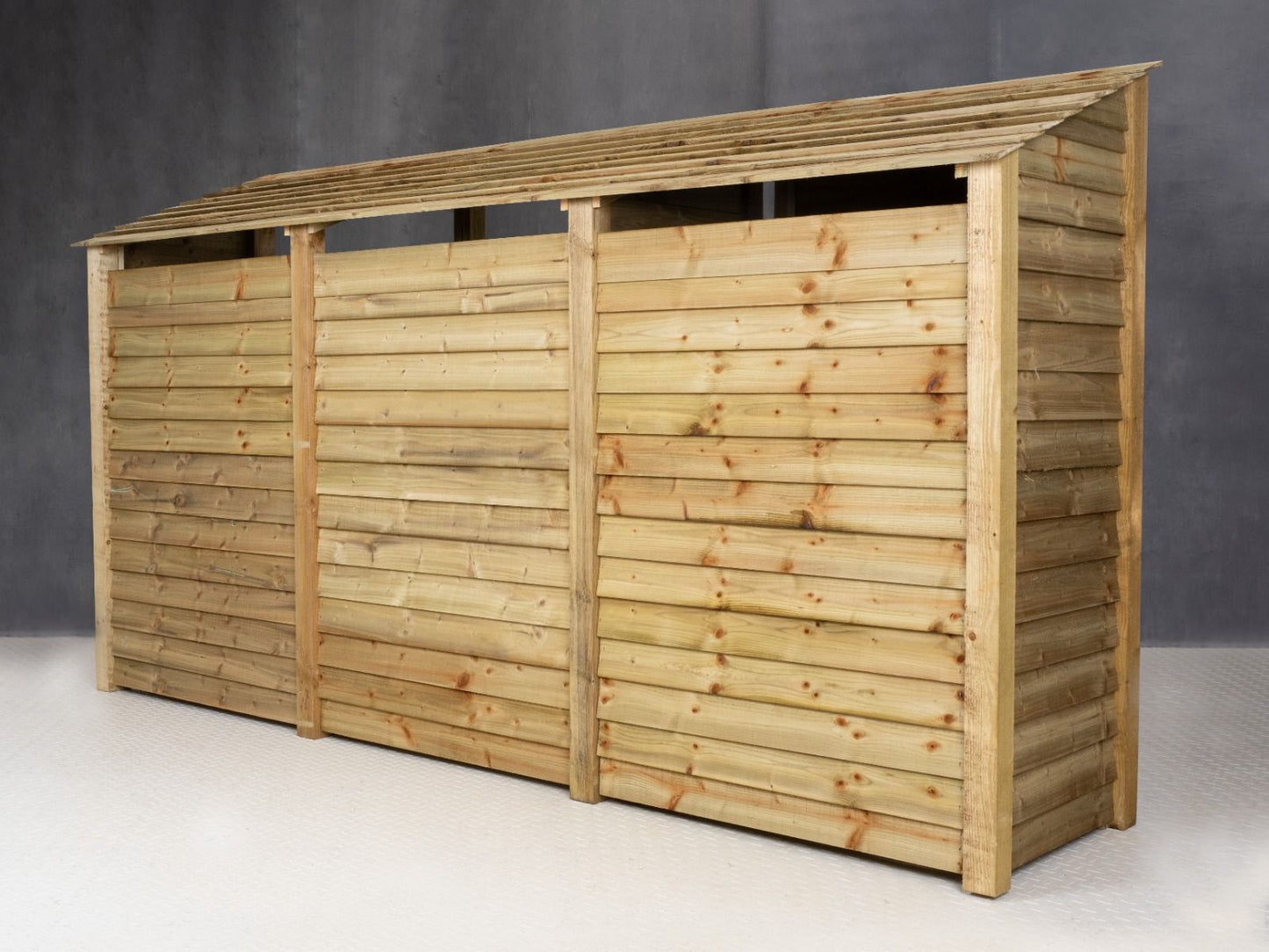 Wooden Log Store (Roof Sloping Back) W-335cm, H-126cm or 180cm, D-88cm
