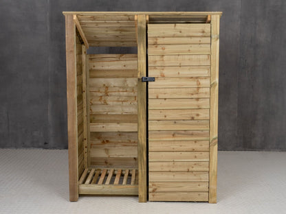 Wooden Garden Tool Storage (Roof Sloping Back) W-146cm, H-126cm or 180cm, D-88cm