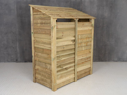 Wooden Garden Tool Storage (Roof Sloping Back) with Shelf W-146cm, H-126cm or 180cm, D-88cm