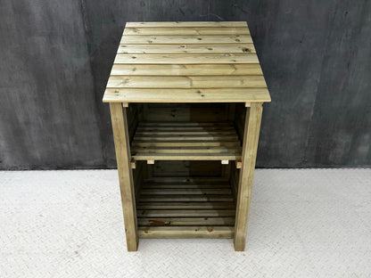 Wooden Premium Tongue/Groove Log Store with Shelf (W-79cm, H-126cm or H-180cm, D-88cm)