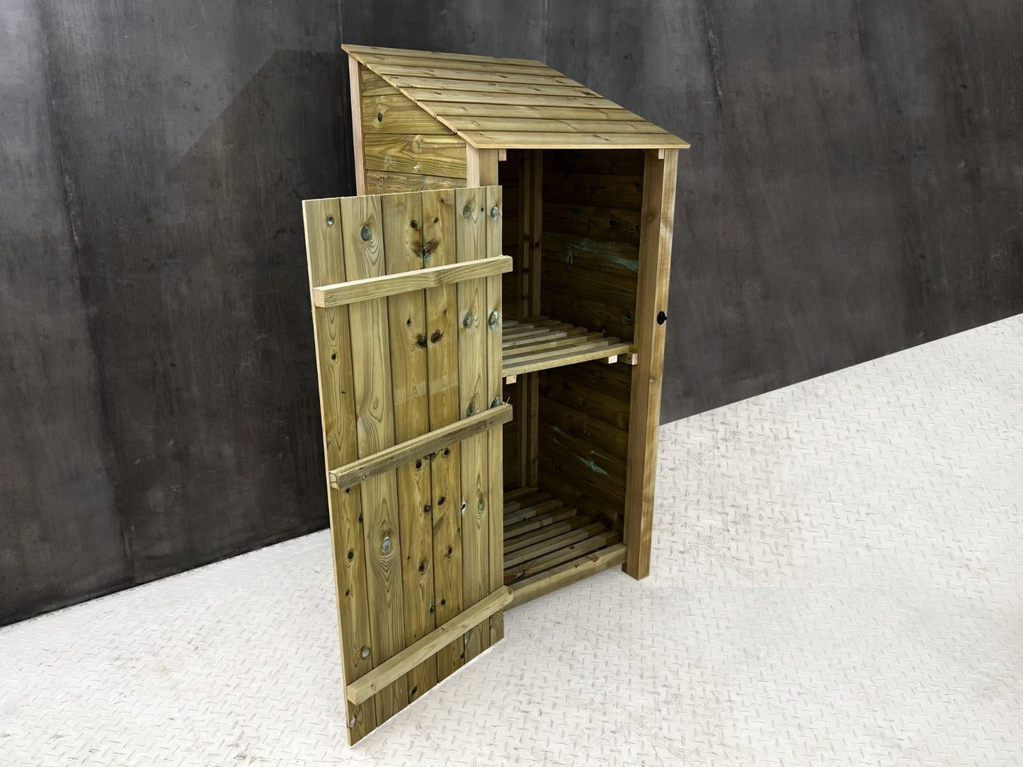 Wooden Premium Tongue/Groove Log Store with Door and Shelf (W-79cm, H-126cm or H-180cm, D-88cm)