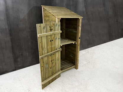 Wooden Premium Tongue/Groove Log Store with Door and Shelf (W-79cm, H-126cm or H-180cm, D-88cm)