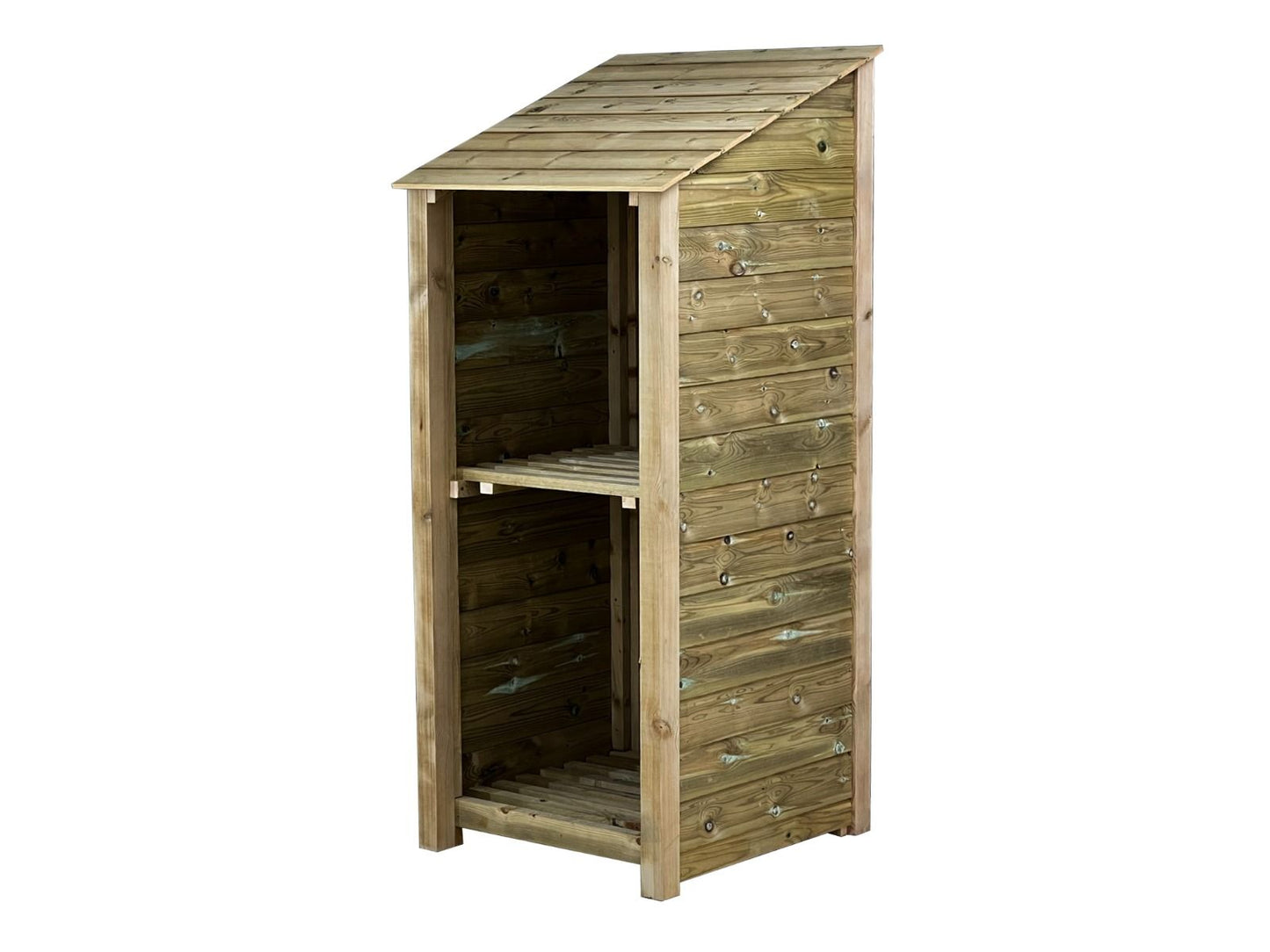 Wooden Premium Tongue/Groove Log Store with Shelf (W-79cm, H-126cm or H-180cm, D-88cm)