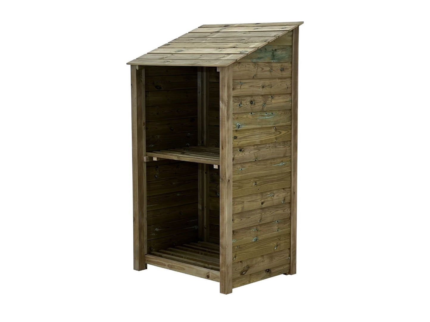 Wooden Premium Tongue/Groove Log Store with Shelf (W-99cm, H-126cm or H-180cm, D-88cm)