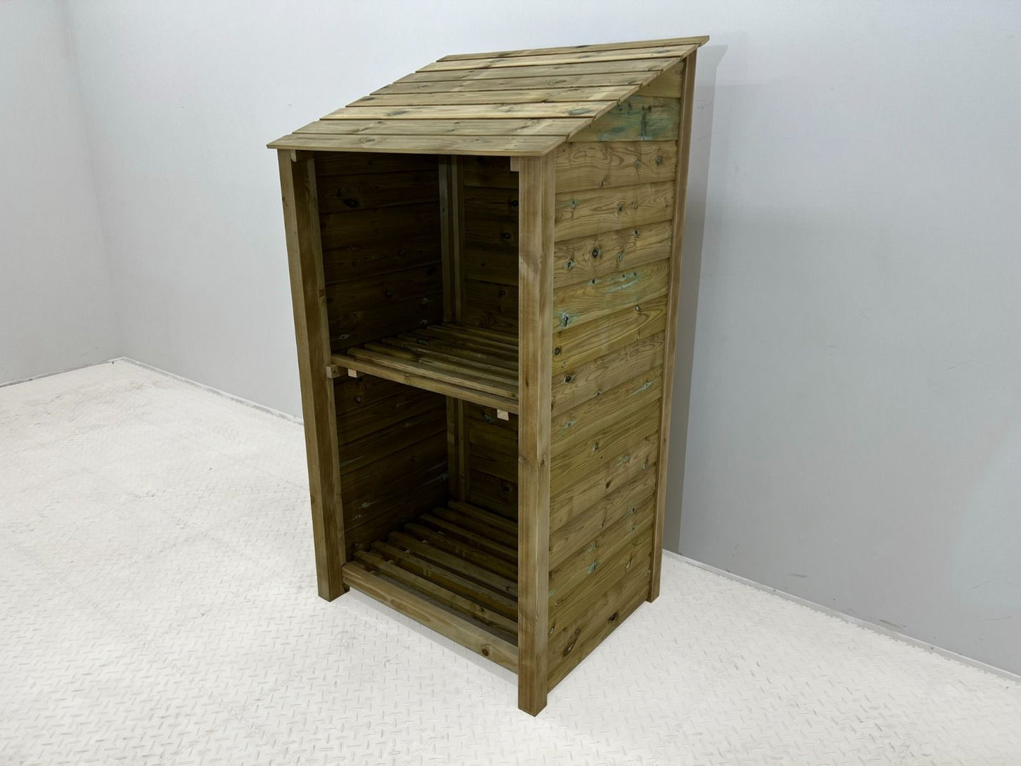 Wooden Premium Tongue/Groove Log Store with Shelf (W-99cm, H-126cm or H-180cm, D-88cm)
